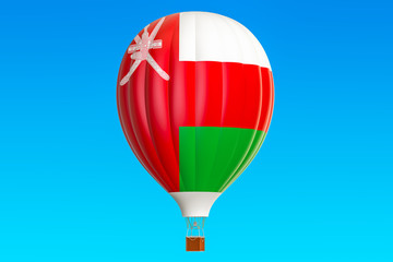 Obraz premium Hot air balloon with Oman flag, 3D rendering