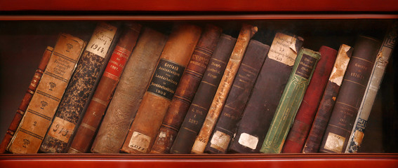Alte Bücher im Bücherregal