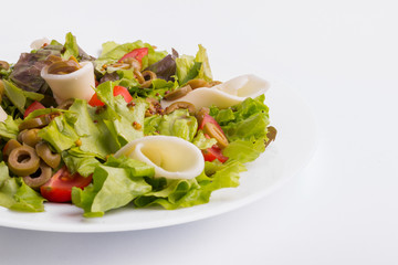 Italian vegetable salad on a white