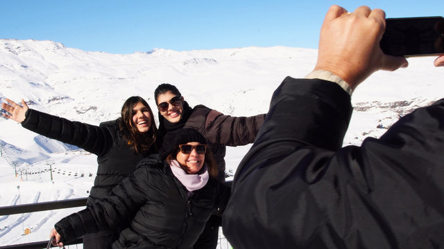 Selfie of a Family in Ski Season