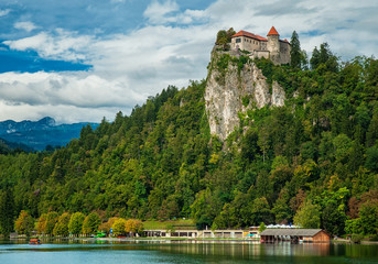 Fototapeta na wymiar Bled castle with lake Bled