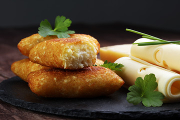 Homemade potato croquettes with parmesan and chives, nice and simple, but delicious light food