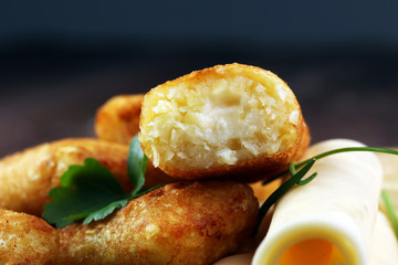 Homemade potato croquettes with parmesan and chives, nice and simple, but delicious light food