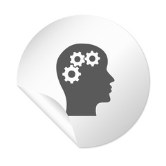 Runder Sticker - Kopf mit Zahnrädern