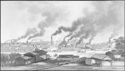 Fototapeta premium Whitney Glassworks Nj. Date: circa 1850