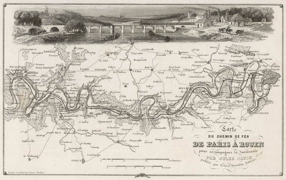 French Railway Map. Date: circa 1850