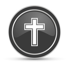 Schwarzer Button - Kreuz christlich