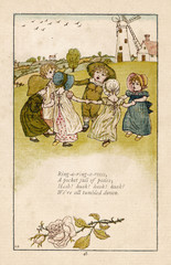 Fototapeta na wymiar Ring O'Roses - Greenaway. Date: 1881