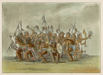 Racial - Scalp Dance circa 1830. Date: circa 1830