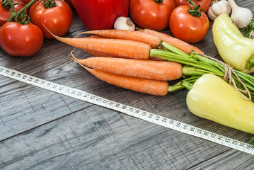 Vegetable mixed fitness concept. Top view.