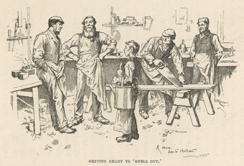 Fototapeta na wymiar Child labour apprentice. Date: circa 1890