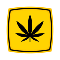 gelbes Schild - Icon - Marihuana