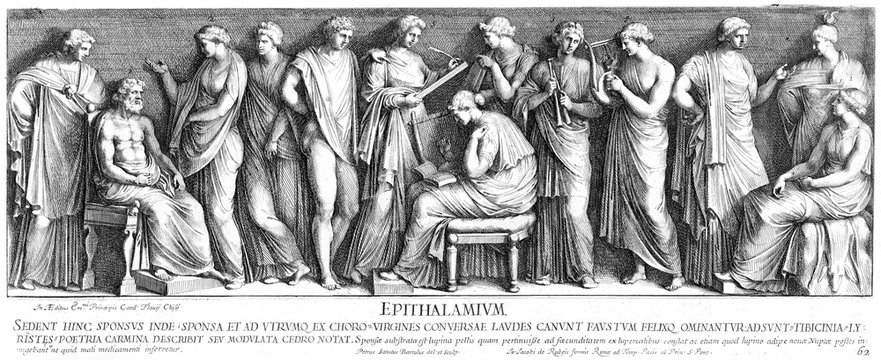 Poets and musicians honour the happy couple 