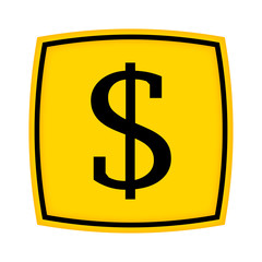 gelbes Schild - Icon - Dollar