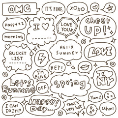 Set of Hand Drawn Speech and Thought Bubbles Doodle