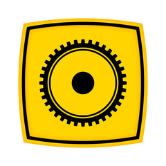 gelbes Schild - Icon - Zahnrad Mechanik