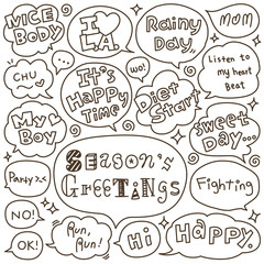 Set of Hand Drawn Speech and Thought Bubbles Doodle