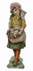 Obraz na płótnie Canvas Girl with Kittens - 19th century. Date: late 19th century