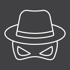 Spy line icon, incognito and agent, vector graphics, a linear pattern on a black background, eps 10.