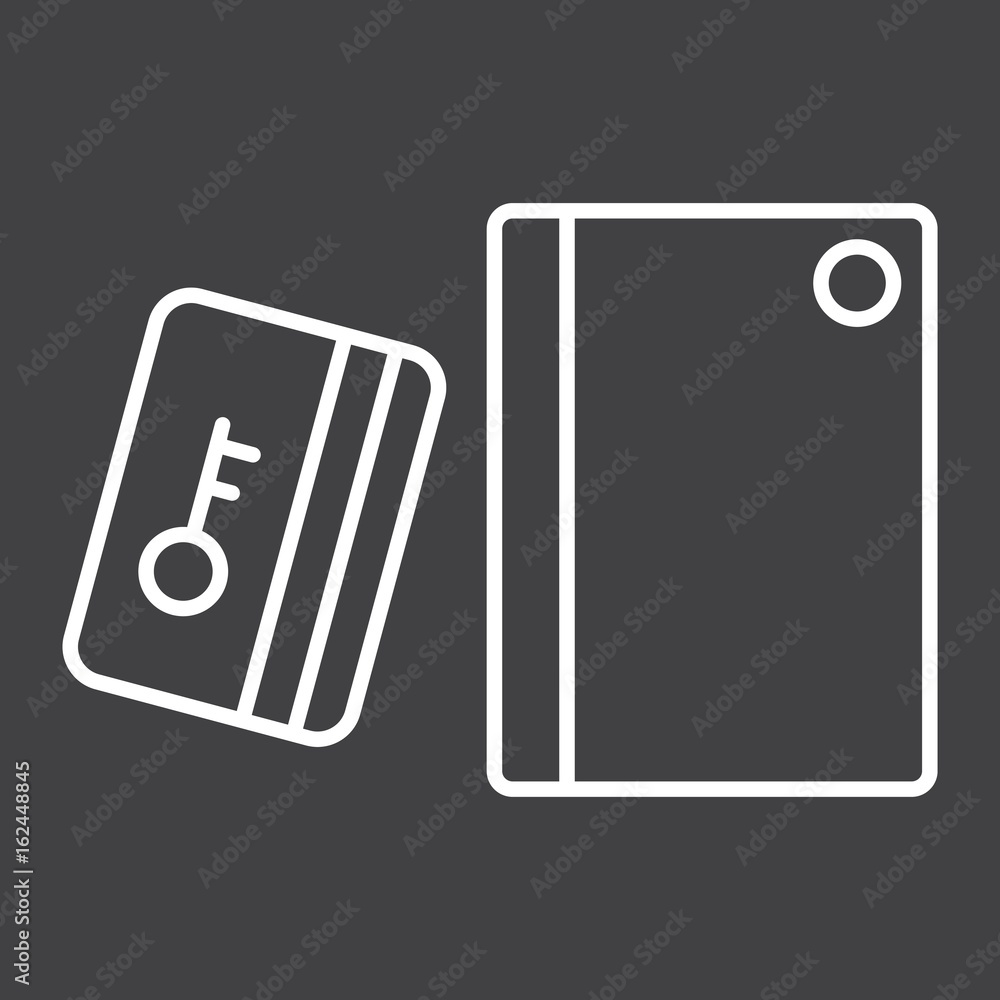 Poster swipe card reader with keypad line icon, security access and electronic lock, vector graphics a line