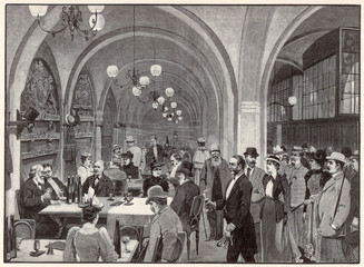 Tourists in Ratskeller. Date: 1895