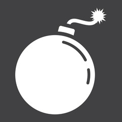 Bomb solid icon, dynamite and danger, vector graphics, a glyph pattern on a black background, eps 10.