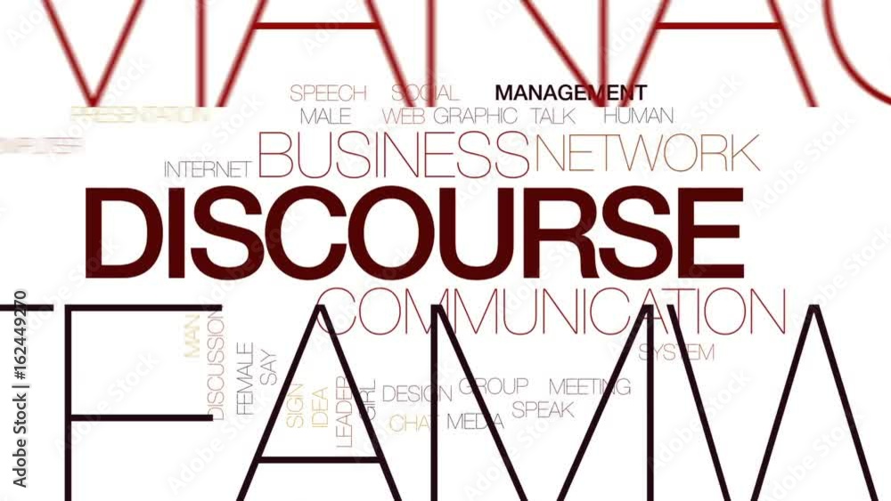 Aufkleber discourse animated word cloud, text design animation. kinetic typography.