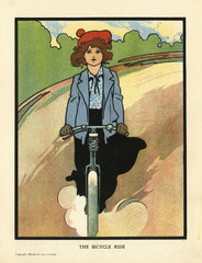 Girl on a Bike. Date: circa 1905