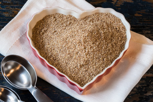 Flaxseed in a Heart Shaped Bowl