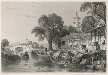 Silk Farm at Hoo-Chen. Date: circa 1840