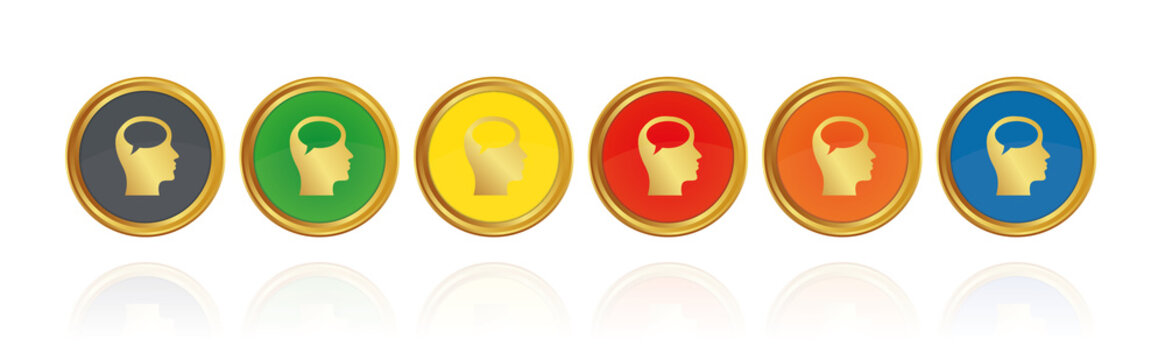 Kopf mit Sprechblase - Meinung - Goldene Buttons