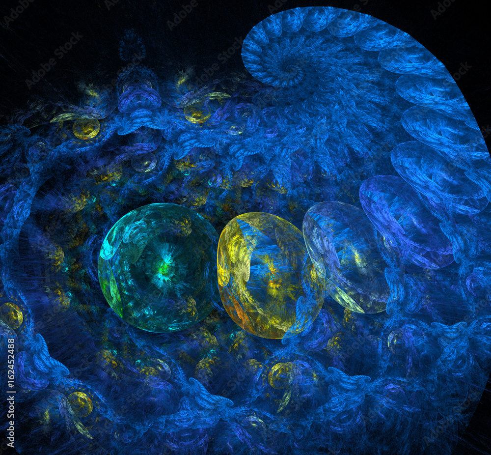 Poster spiral and spin in unison in this fractal abstract.