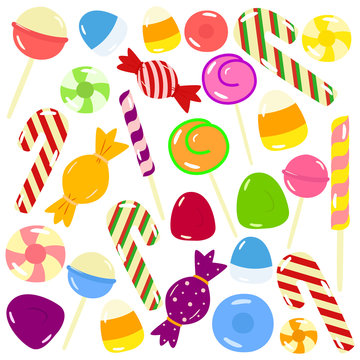 set of cartoon sweet candies vector