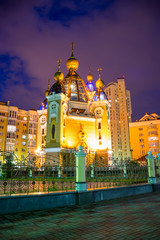 Fototapeta premium Church of the Nativity in Kiev on the Obolonskaya embankment.