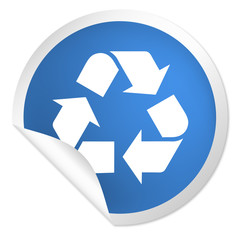 runder Sticker blau - Recycling