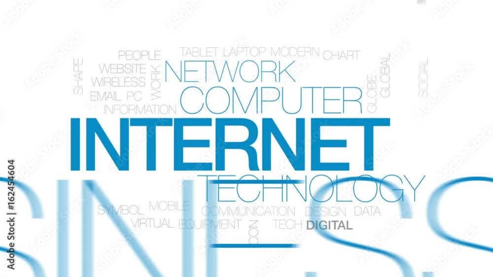 Poster internet animated word cloud, text design animation. kinetic typography.