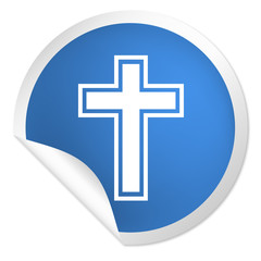 Fototapeta premium runder Sticker blau - Kreuz