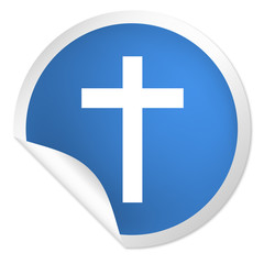Obraz premium runder Sticker blau - Kreuz - Religion