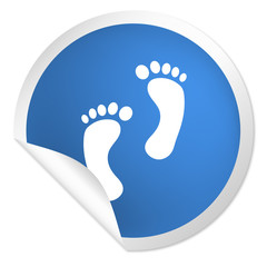 runder Sticker blau - Fußabdruck