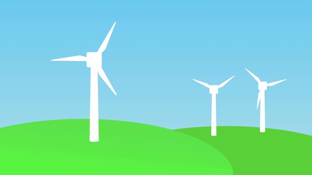 Peaceful wind turbine Cartoon Background Loop