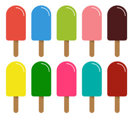Set of 10 isolated ice cream with different colors - variation of flavurs