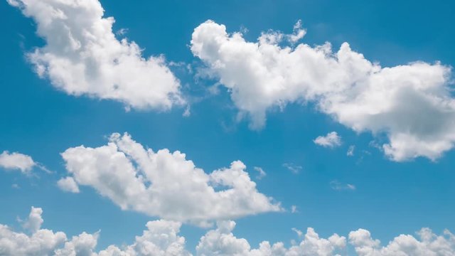 Time lapse of white cloud moving with blue sky