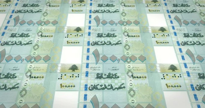 Banknotes of one hundred thousand lebanese pounds of Lebanon, cash money, loop