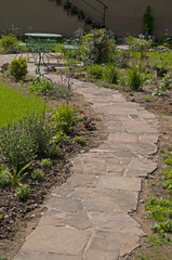 footpath of naturstone, gardening details