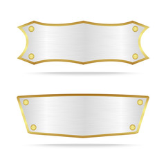 Silver metal label with screw