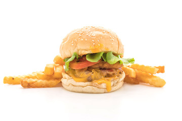 Close-up of home made fresh tasty burger isolated on white background