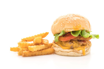 Close-up of home made fresh tasty burger isolated on white background