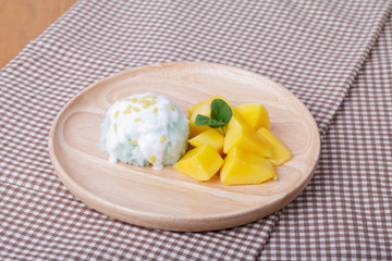 dessert sweet sticky rice with mango coconut milk