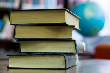 book on the table in library
