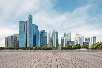 Fototapeta premium empty floor with modern buildings